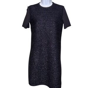 Tory Burch Womens Black Silver Shimmer Metallic Shift Dress Sz XS Preppy Elegant